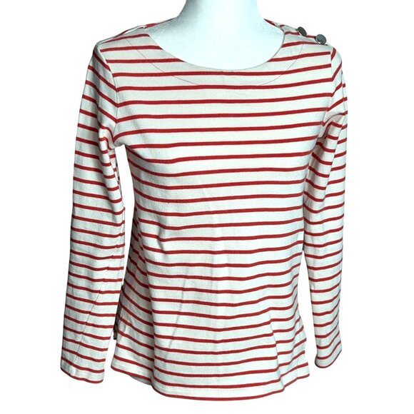 MaxMara Weekend Shirt Red Cream Stripe Cotton Breton Casual Top Womens S - Picture 1 of 12